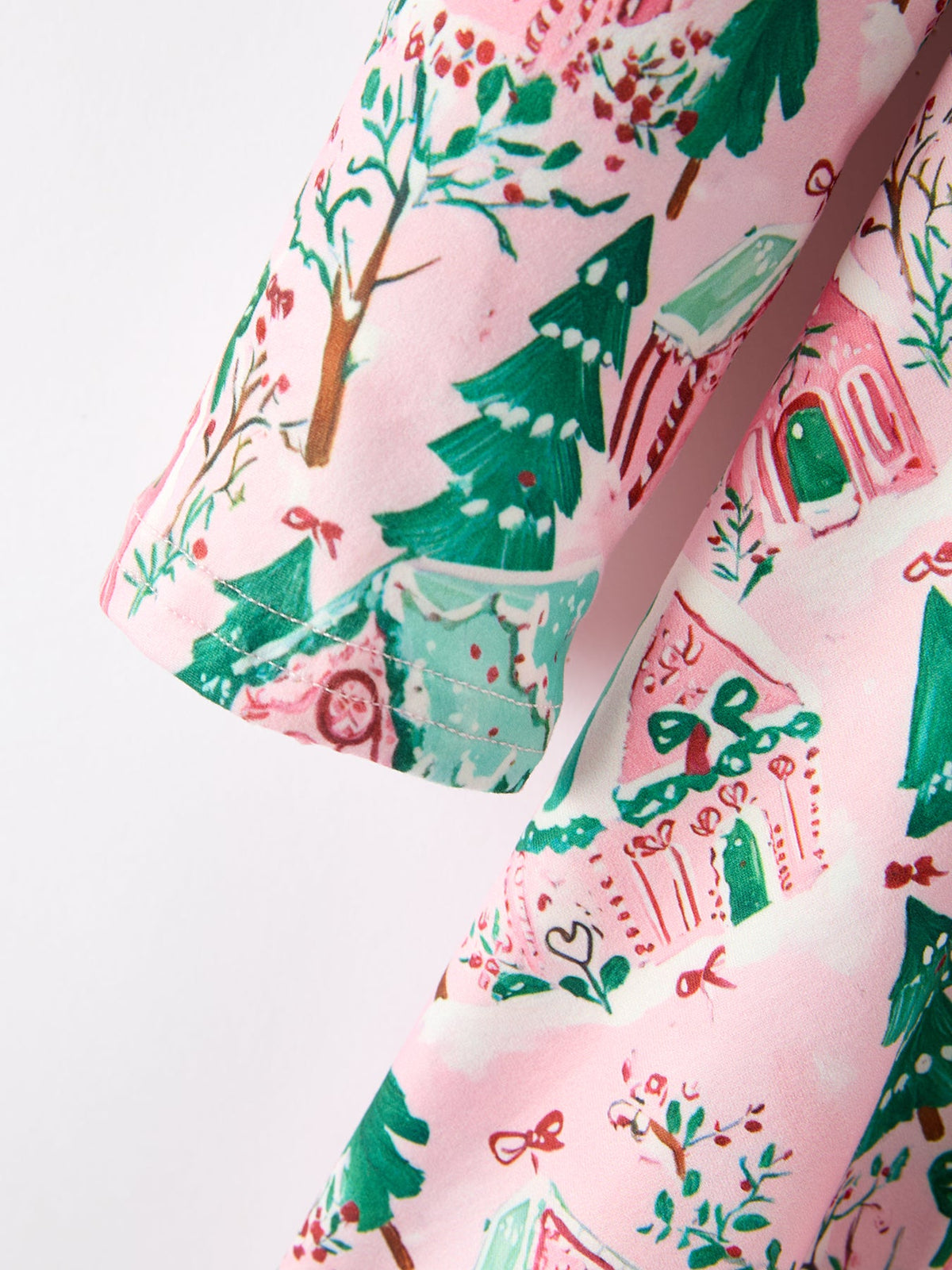 Pink Holiday Village Print Twirl Dress