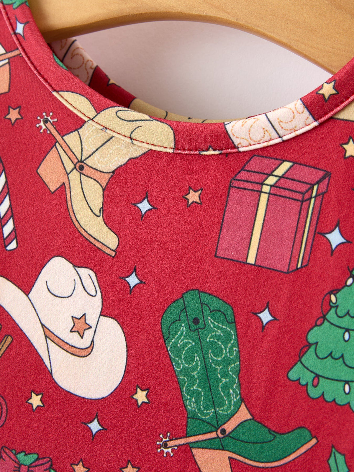 Christmas Wreaths Twirl Long Sleeve Festive Dress