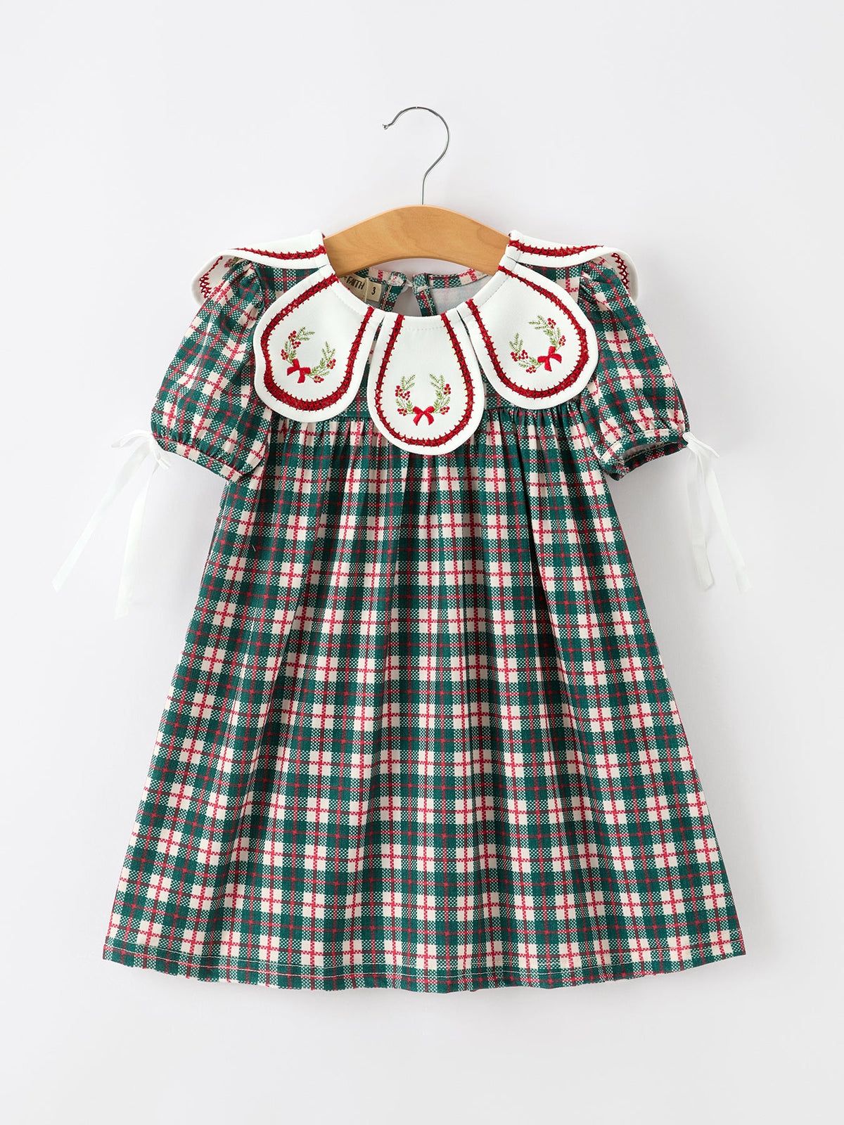 Christmas Plaid Embroidered Dress Wreath Collar