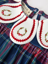 Christmas Plaid Wreath Baby Girl Bubble Romper