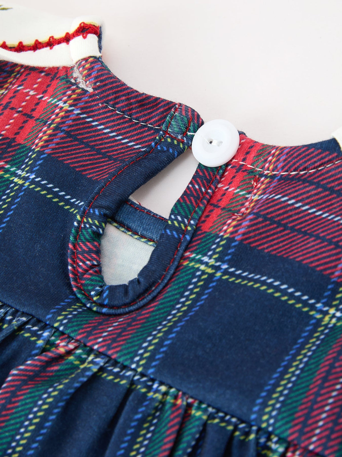 Christmas Plaid Wreath Baby Girl Bubble Romper