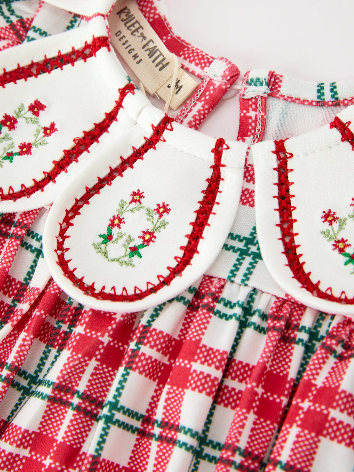 Christmas Plaid Wreath Baby Girl Bubble Romper