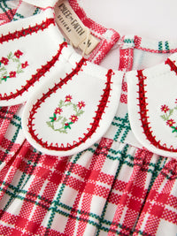 Christmas Plaid Wreath Baby Girl Bubble Romper
