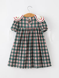 Christmas Plaid Embroidered Dress Wreath Collar