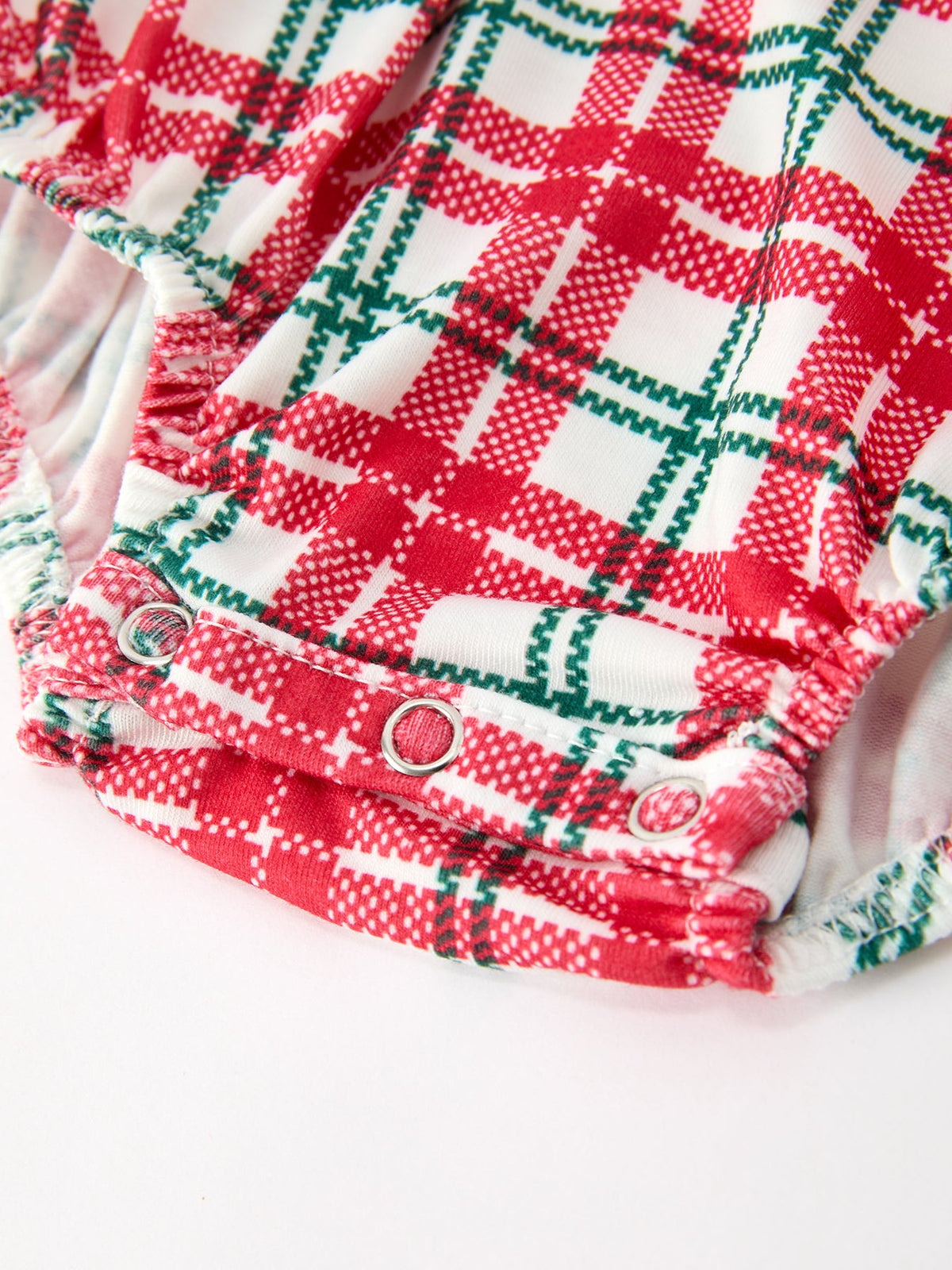 Christmas Plaid Wreath Baby Girl Bubble Romper