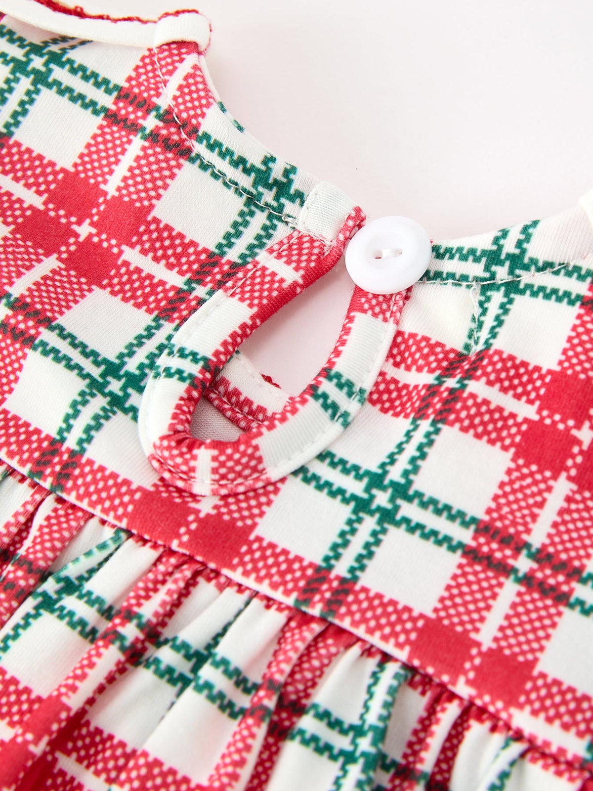 Christmas Plaid Wreath Baby Girl Bubble Romper