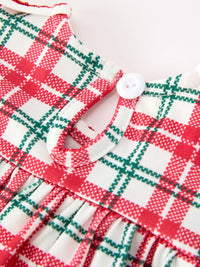 Christmas Plaid Wreath Baby Girl Bubble Romper