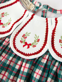 Christmas Plaid Embroidered Dress Wreath Collar