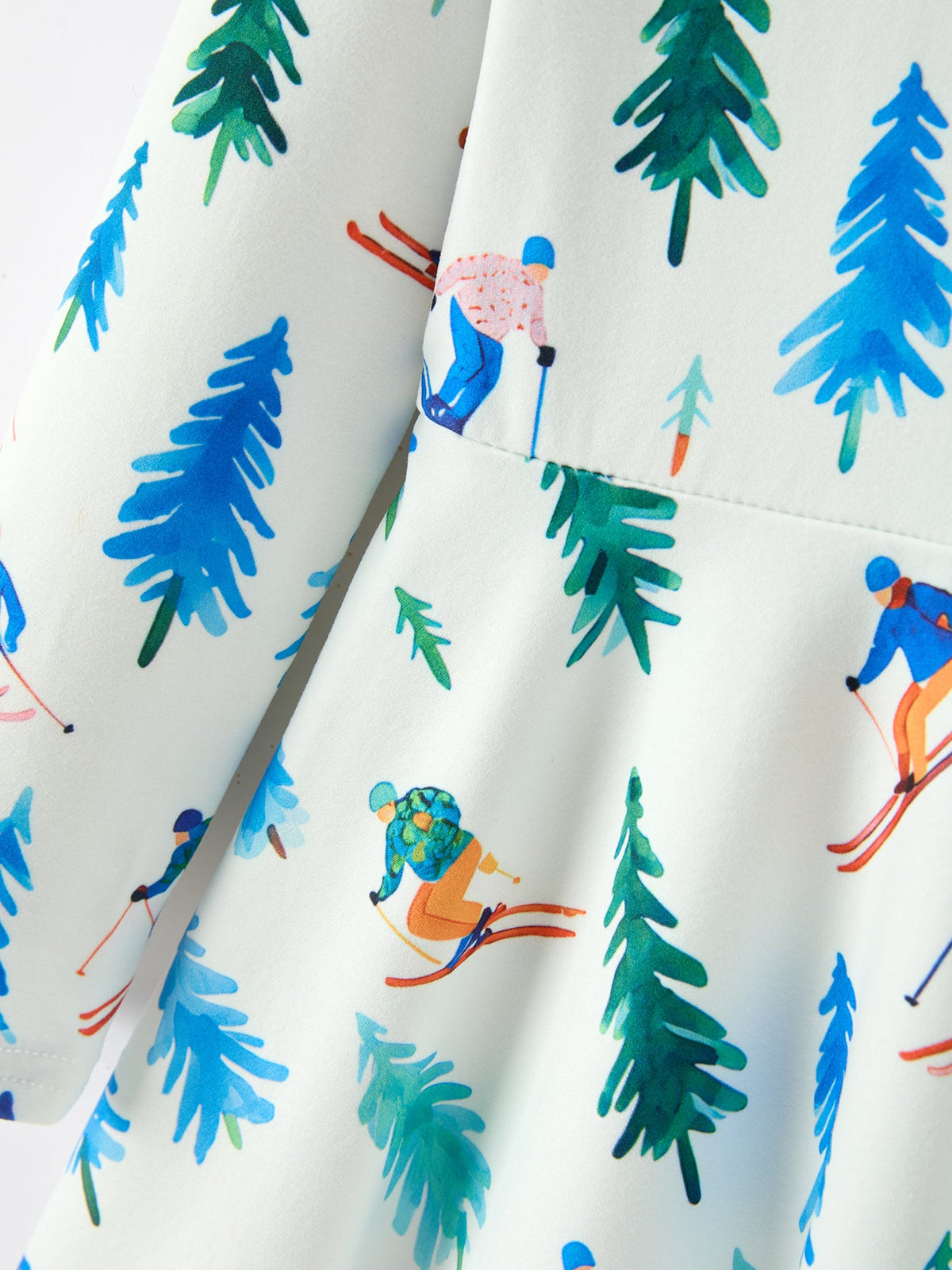 Winter Ski & Pine Tree Print Twirl Dress