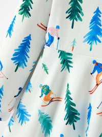 Winter Ski & Pine Tree Print Twirl Dress