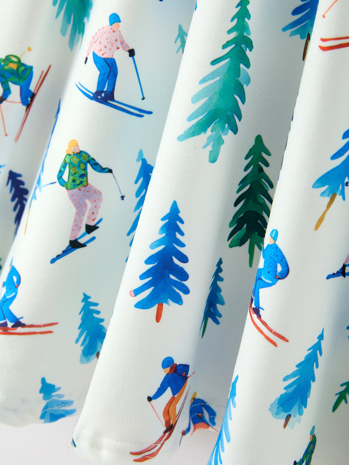 Winter Ski & Pine Tree Print Twirl Dress