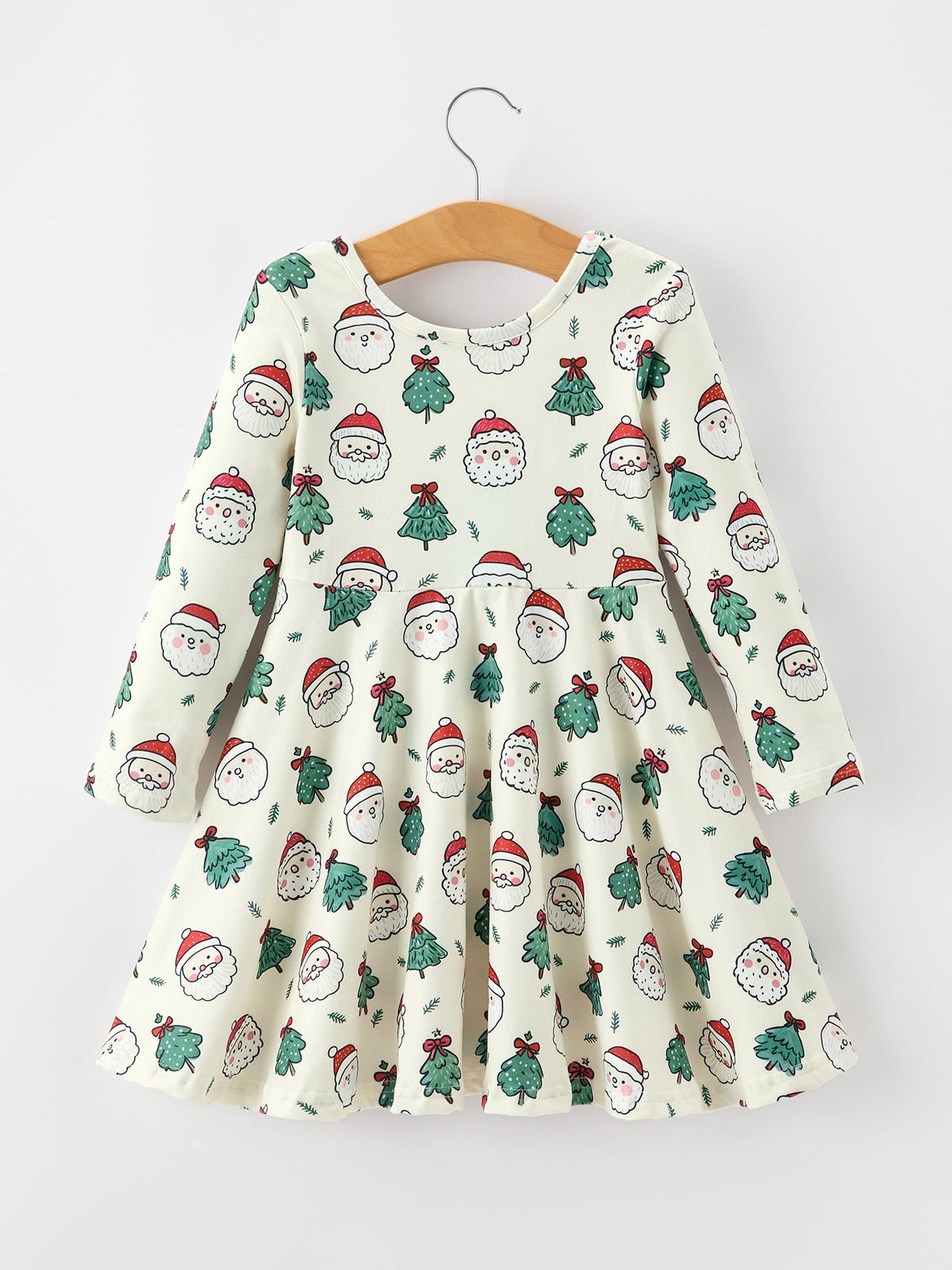 Santa & Christmas Tree Print Twirl Dress