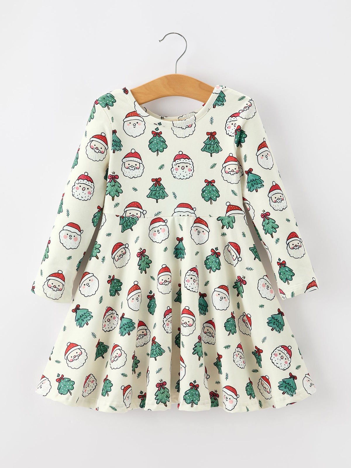 Santa & Christmas Tree Print Twirl Dress