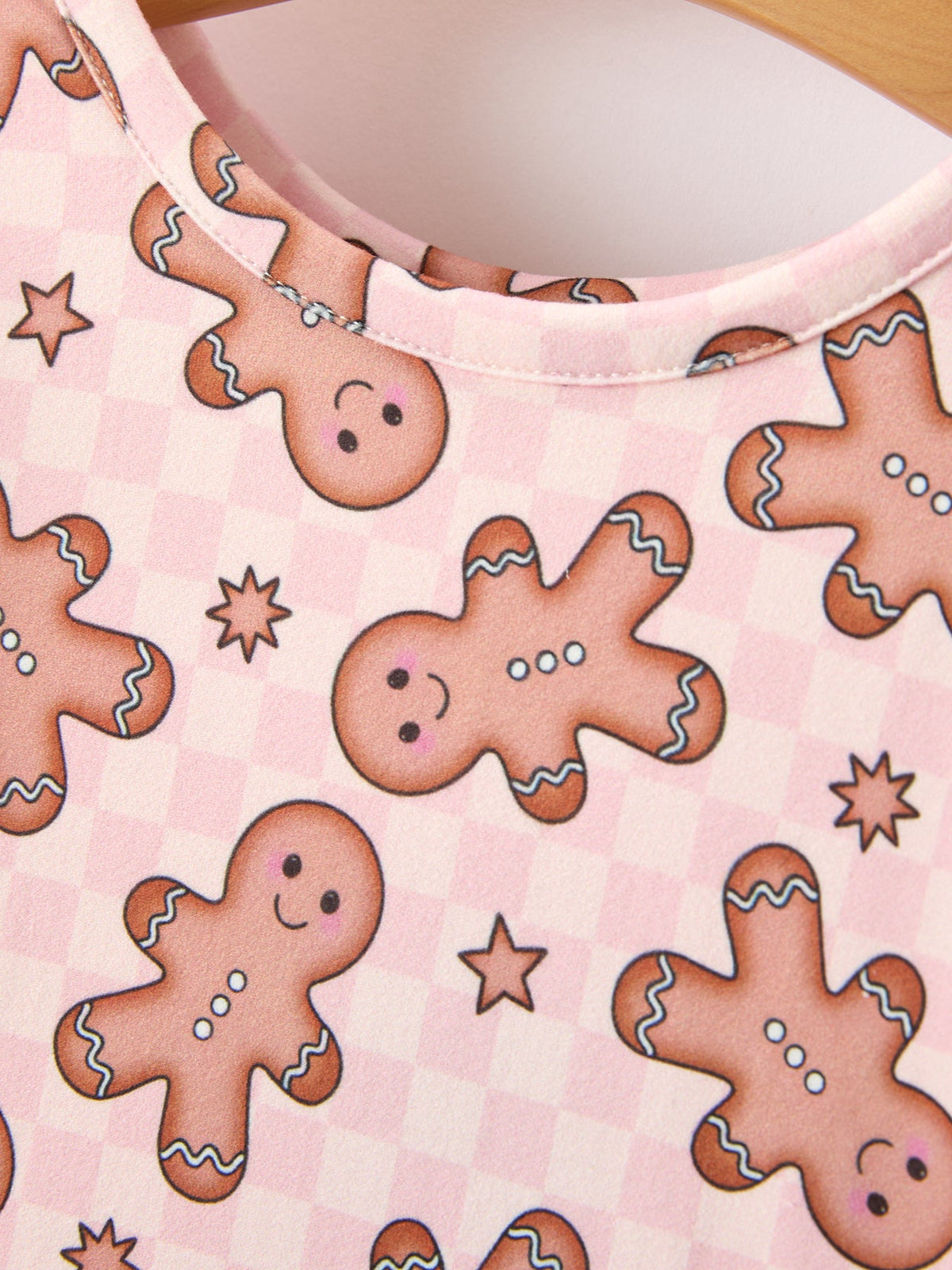 Gingerbread Print Twirl Long Sleeve Dress