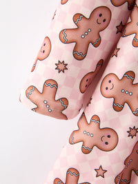 Gingerbread Print Twirl Long Sleeve Dress
