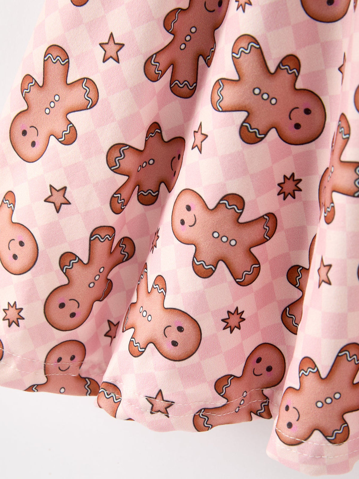 Gingerbread Print Twirl Long Sleeve Dress