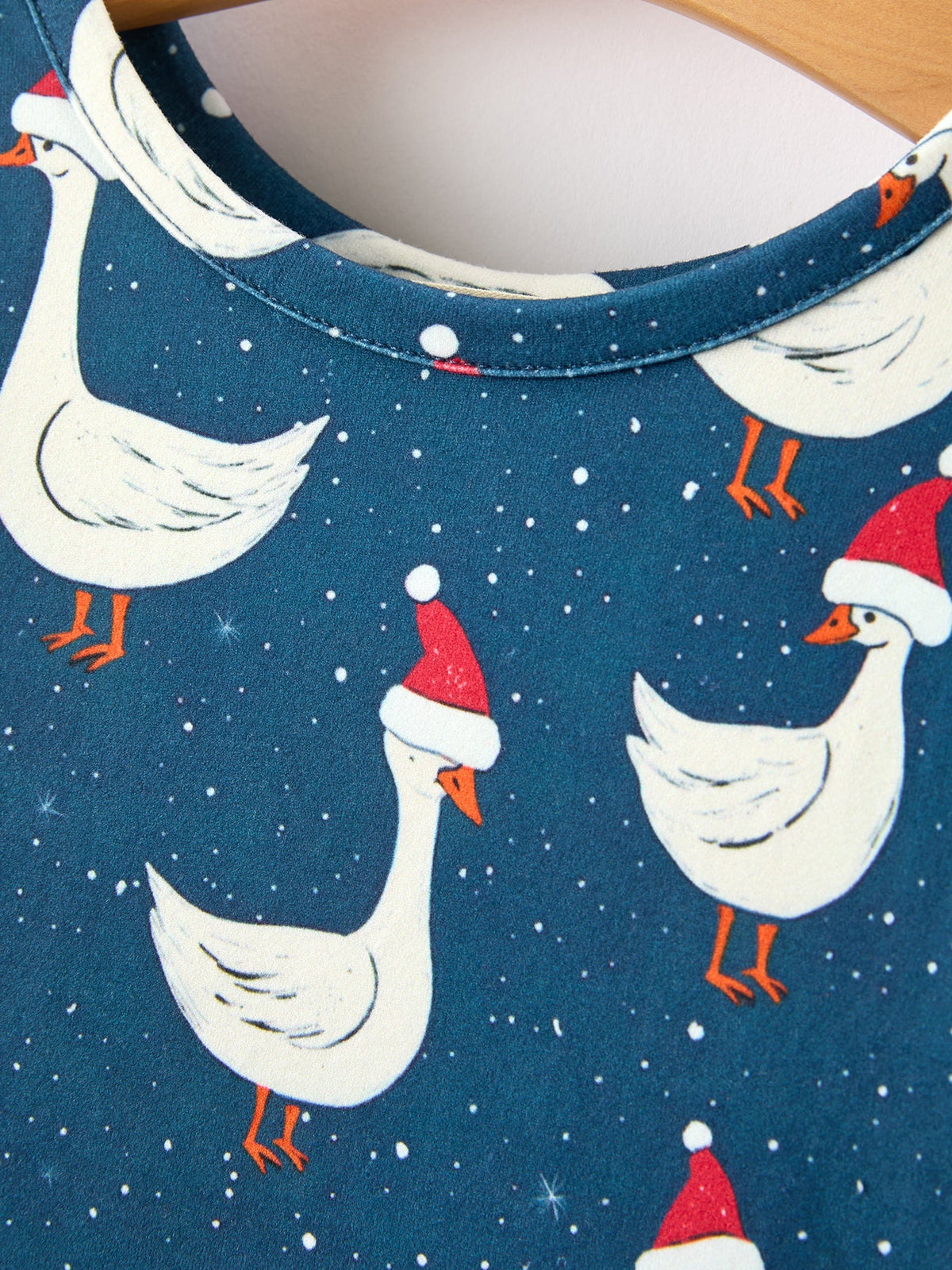 Christmas Goose Twirl Dress Navy Long Sleeve Dress