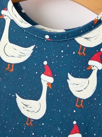 Christmas Goose Twirl Dress Navy Long Sleeve Dress