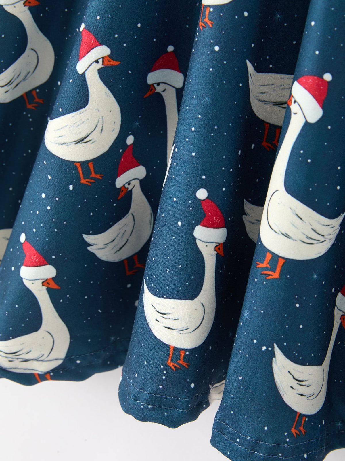 Christmas Goose Twirl Dress Navy Long Sleeve Dress