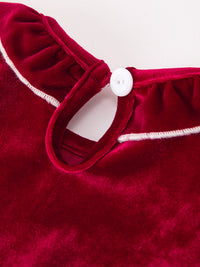 Christmas Velvet Smocked Baby Bubble Romper with Pearl Detail