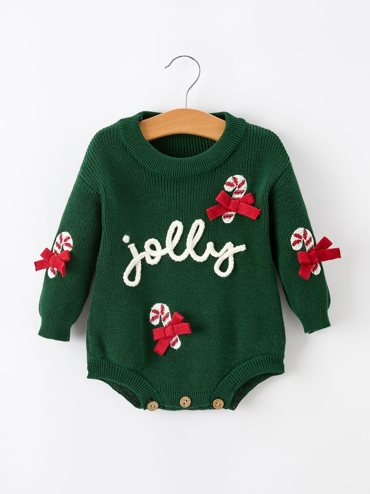 Jolly Candy Cane Knit Baby Romper