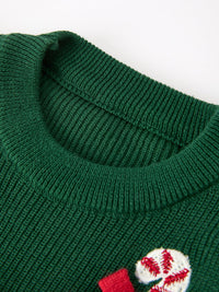 Jolly Candy Cane Knit Baby Romper
