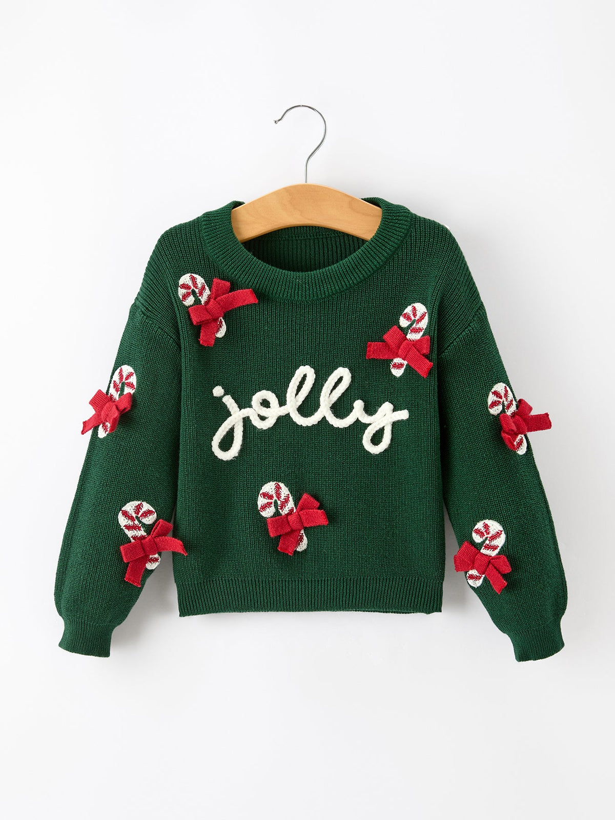 Jolly Candy Cane Bow Knit Sweater