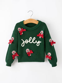 Jolly Candy Cane Bow Knit Sweater