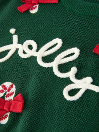 Jolly Candy Cane Bow Knit Sweater