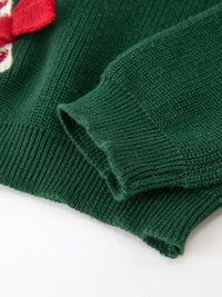 Jolly Candy Cane Bow Knit Sweater