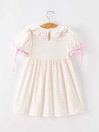 Christmas Smocked Girls Dress Embroidered Holiday Ruffle Collar