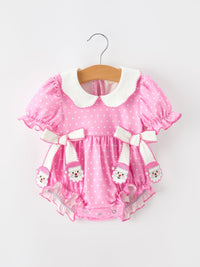 Christmas Santa Bow Peter Pan Collar Romper