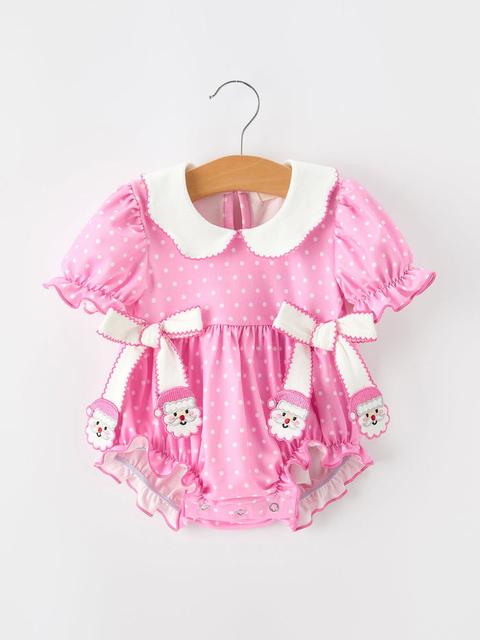 Christmas Santa Bow Peter Pan Collar Romper