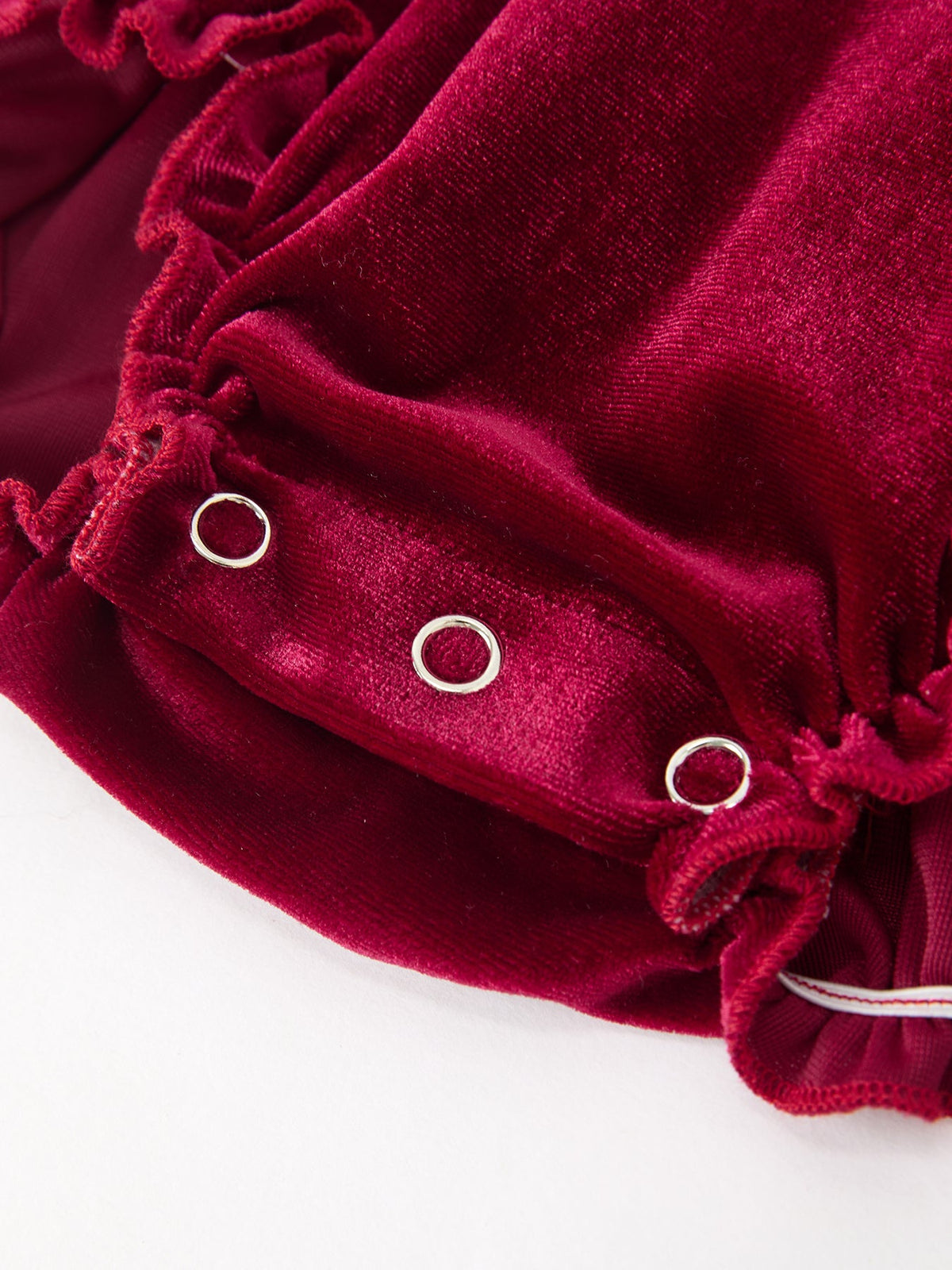 Christmas Burgundy Velvet Plaid Bow Romper