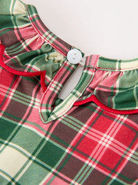 Christmas Girls Plaid Smocked Ruffle Collar Bloomer Set