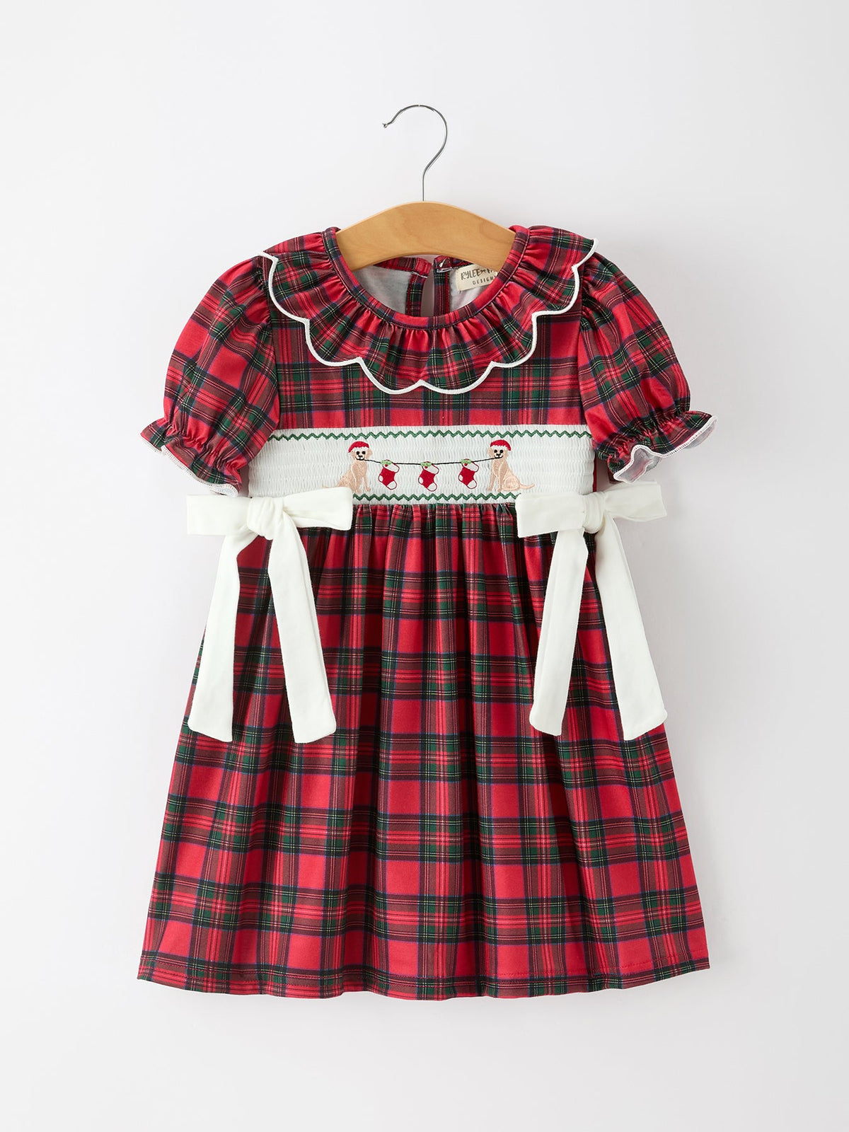 Puppy Smocked Ruffle Collar Dress