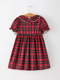 Puppy Smocked Ruffle Collar Dress