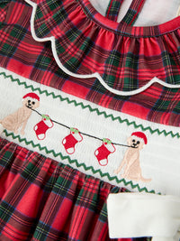 Puppy Smocked Ruffle Collar Dress