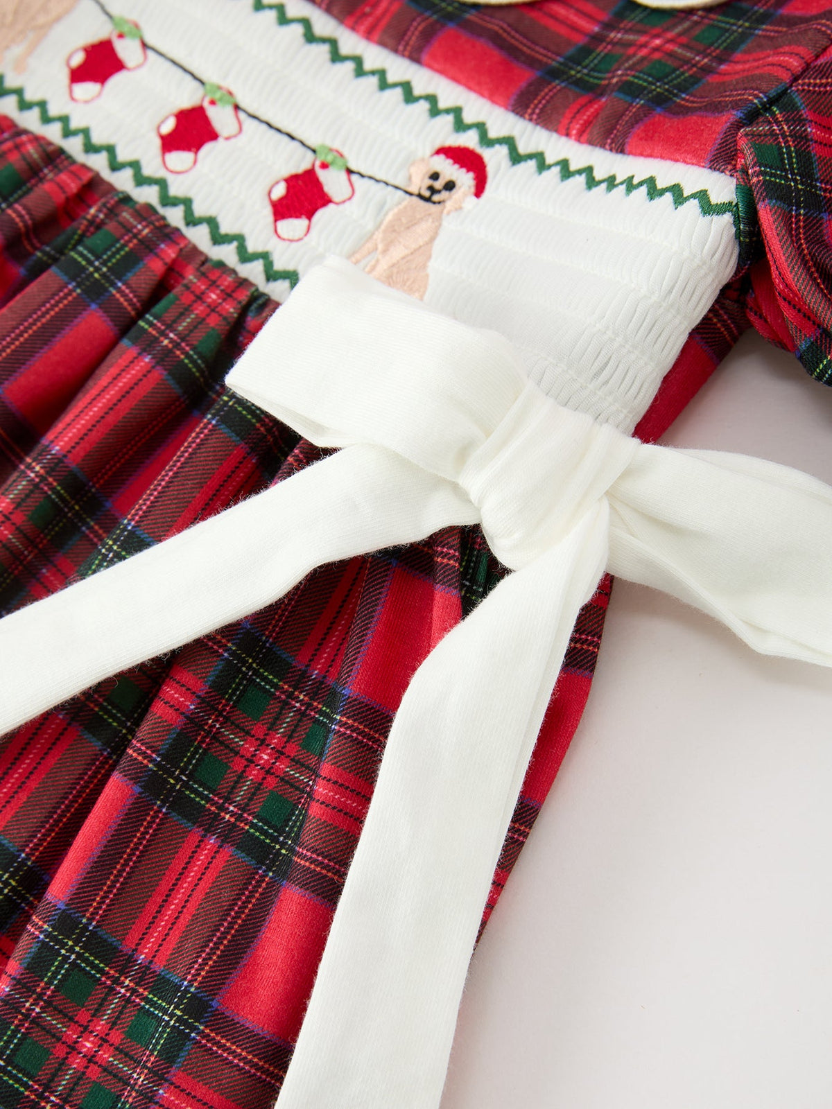 Puppy Smocked Ruffle Collar Dress