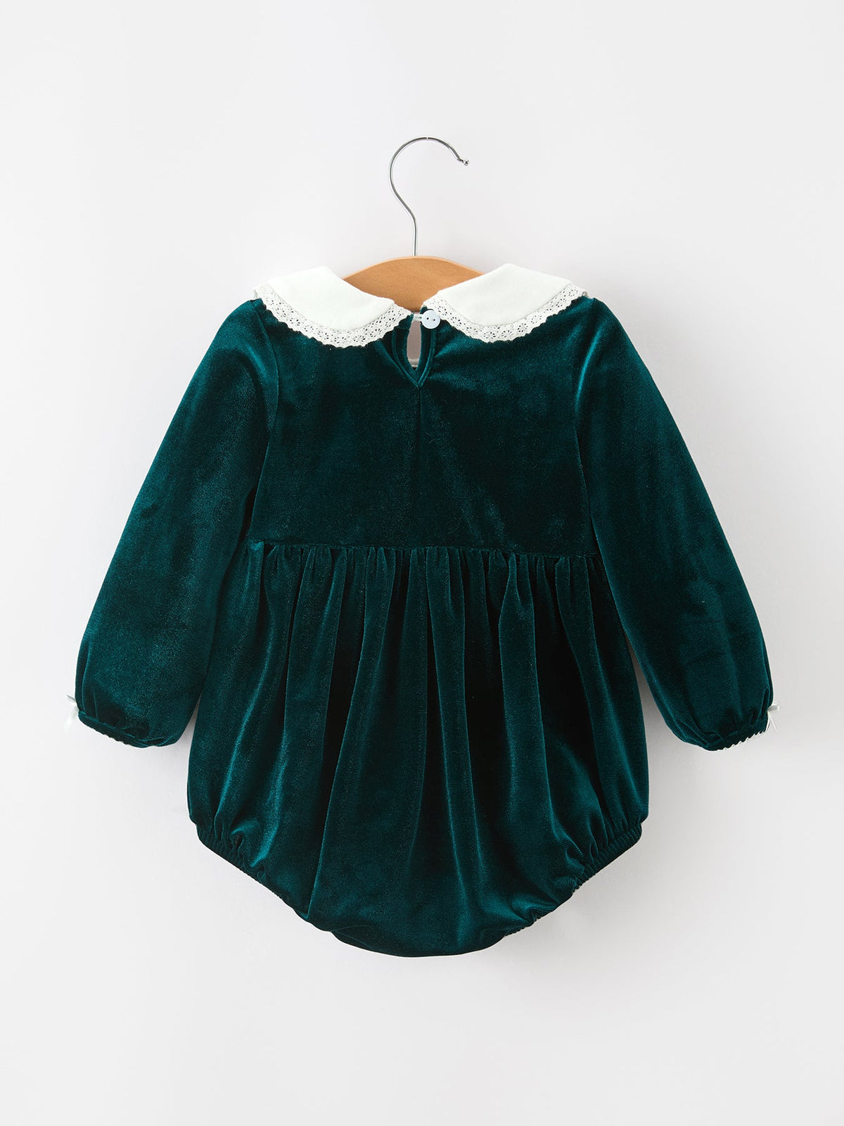 Emerald Green Velvet Peter Pan Collar Christmas Romper