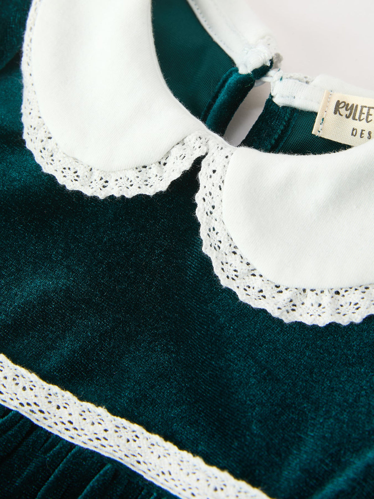 Emerald Green Velvet Peter Pan Collar Christmas Romper