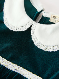 Emerald Green Velvet Peter Pan Collar Christmas Romper