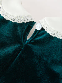 Emerald Green Velvet Peter Pan Collar Christmas Romper
