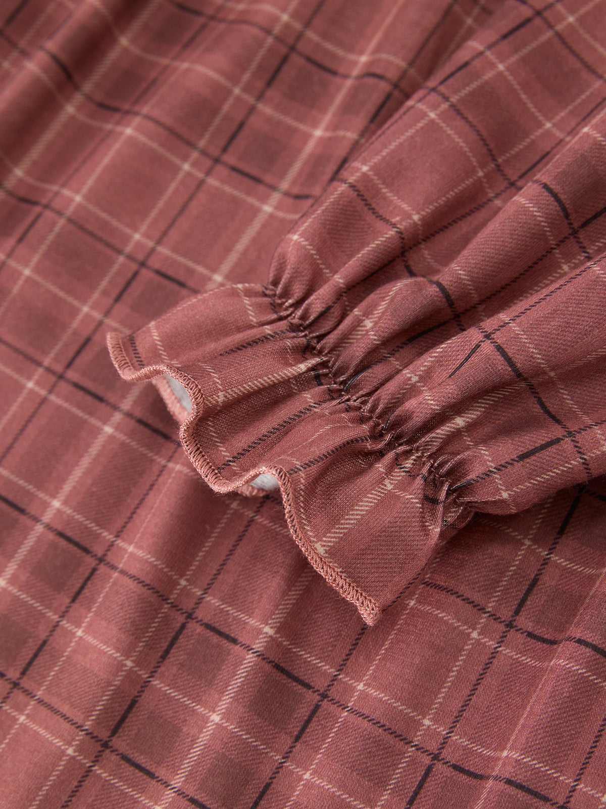 Brown Plaid Lace-Trim Peter Pan Collar Dress