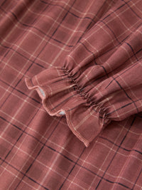 Brown Plaid Lace-Trim Peter Pan Collar Dress