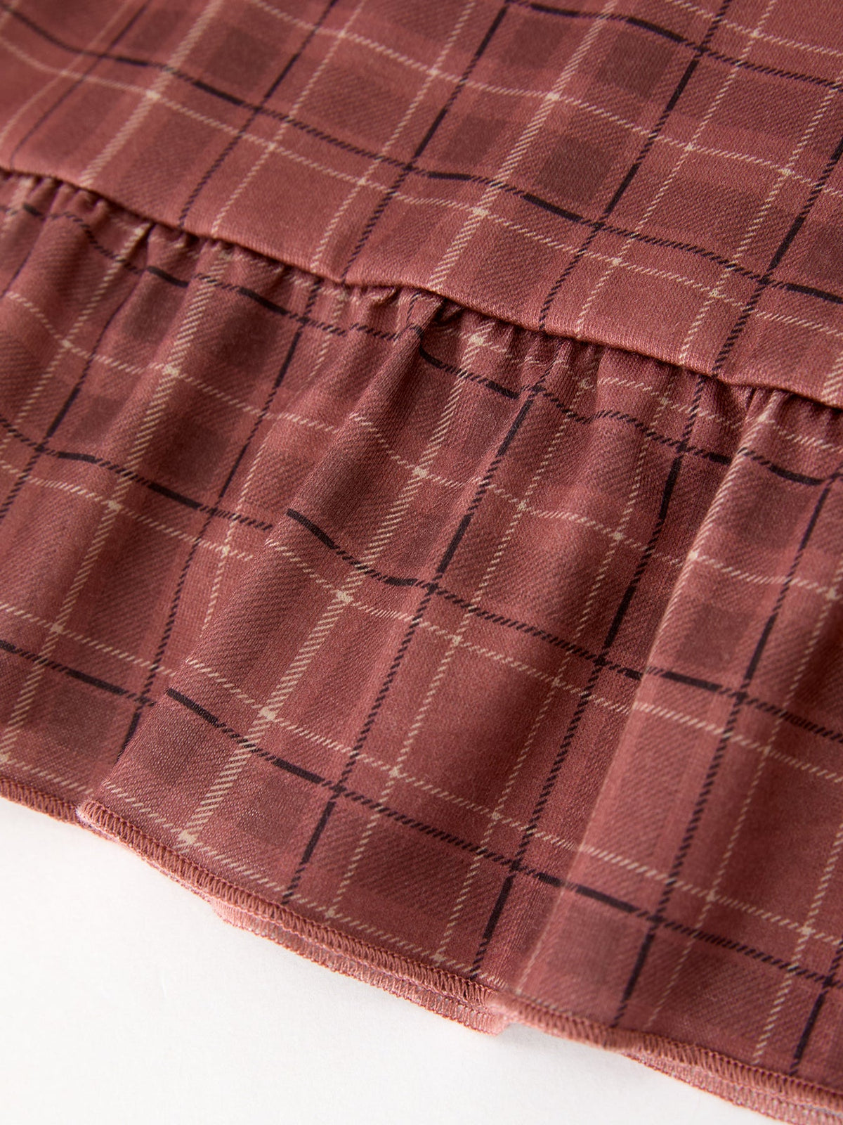 Brown Plaid Lace-Trim Peter Pan Collar Dress