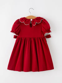 Reindeer Smocked Red Bow Dress
