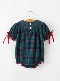 Christmas Plaid Smocked Bubble Romper