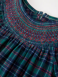 Christmas Plaid Smocked Bubble Romper