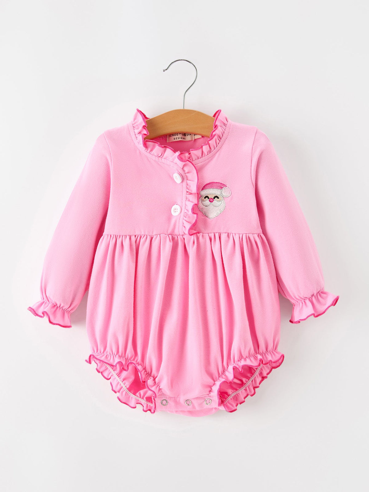 Santa Embroidered Ruffle Bubble Romper